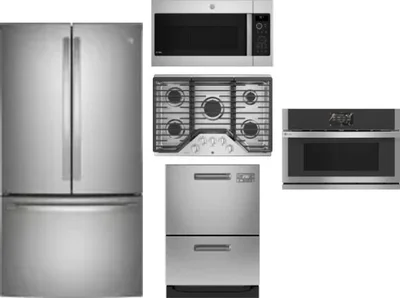 5 Piece Package Includes Refrigerator, Cooktop, Wall Oven, Microwave And Dishwasher